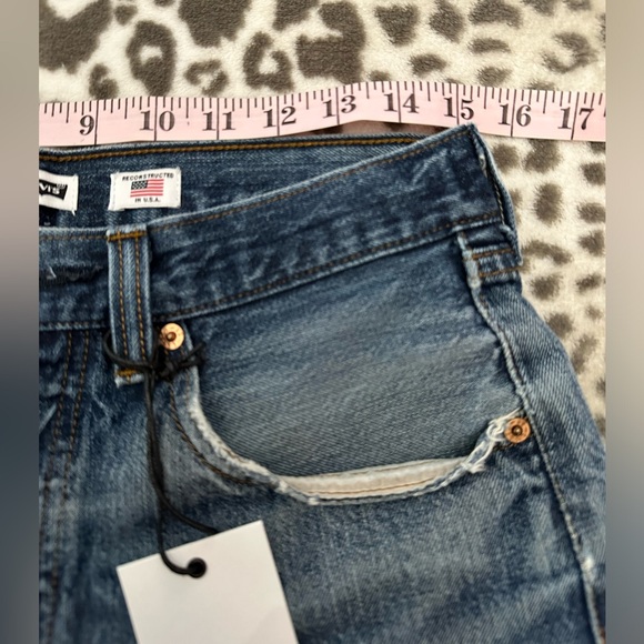 Levi’s RE/DONE High Waisted Button Fly Jean Shorts in Blue Wash Size 27 - Picture 14 of 17